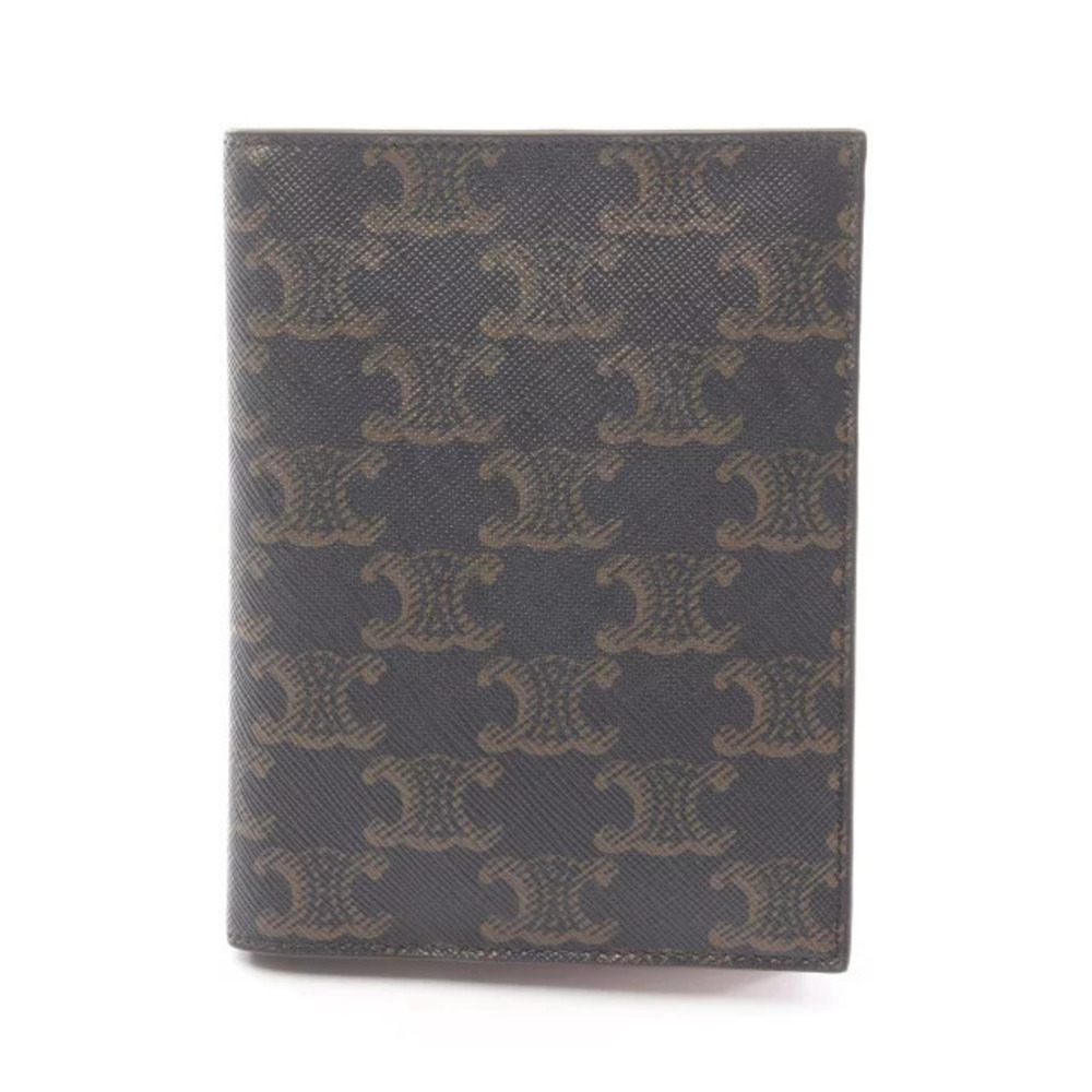 Celine Triomphe Card Case Wallet Black Brown